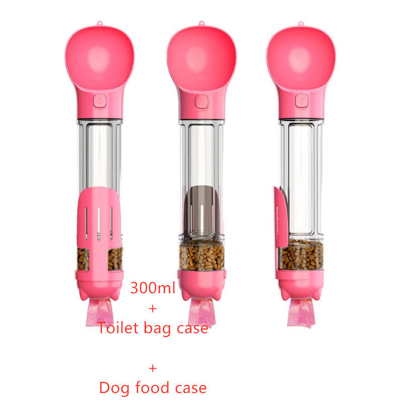 Pet Water Bottle, Feeder Bowl, Garbage Bag Storage, Portable Pet Outdoor Travel 3 In 1 Dog Water Bottle