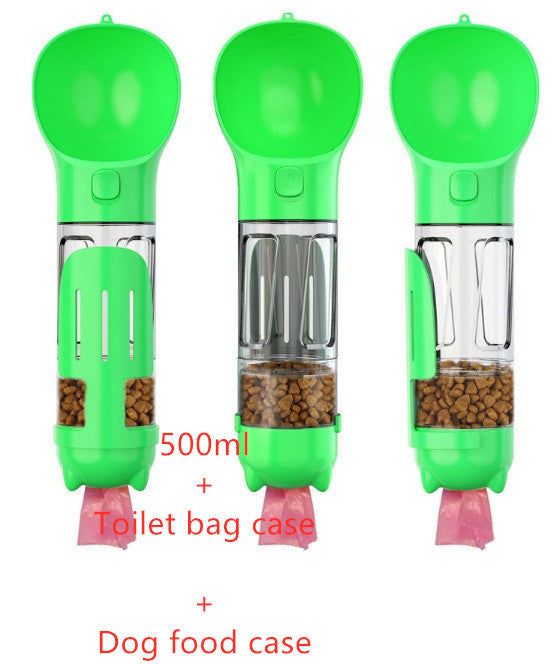 Pet Water Bottle, Feeder Bowl, Garbage Bag Storage, Portable Pet Outdoor Travel 3 In 1 Dog Water Bottle