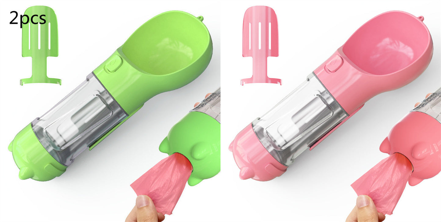 Pet Water Bottle, Feeder Bowl, Garbage Bag Storage, Portable Pet Outdoor Travel 3 In 1 Dog Water Bottle