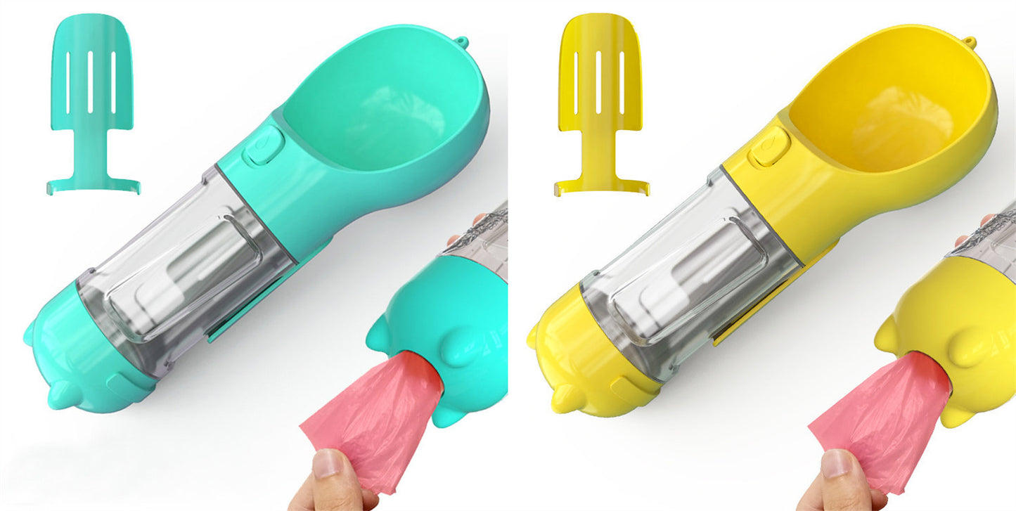 Pet Water Bottle, Feeder Bowl, Garbage Bag Storage, Portable Pet Outdoor Travel 3 In 1 Dog Water Bottle