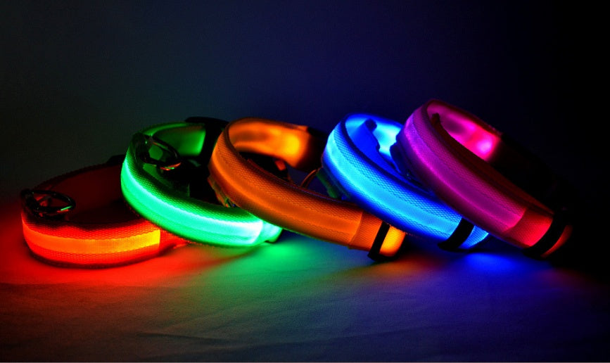 Flashing Nylon LED Dog Collar for Night Safety