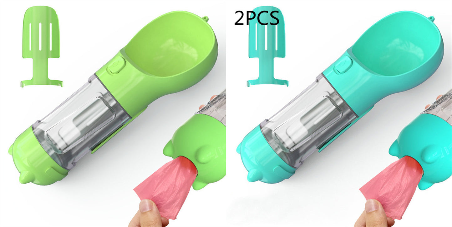 Pet Water Bottle, Feeder Bowl, Garbage Bag Storage, Portable Pet Outdoor Travel 3 In 1 Dog Water Bottle
