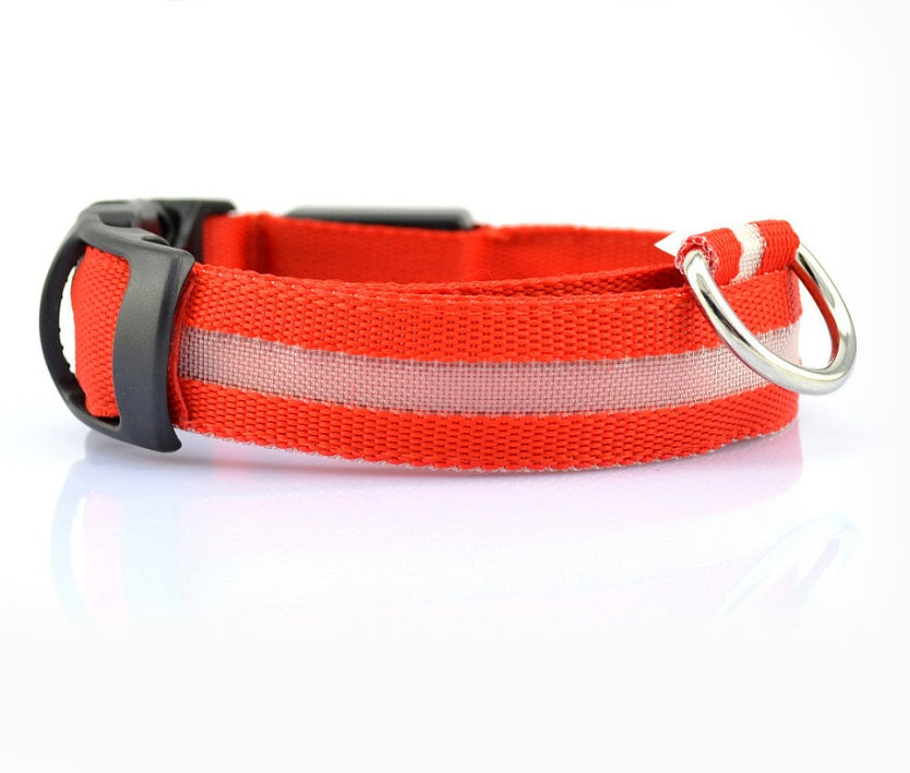 Flashing Nylon LED Dog Collar for Night Safety