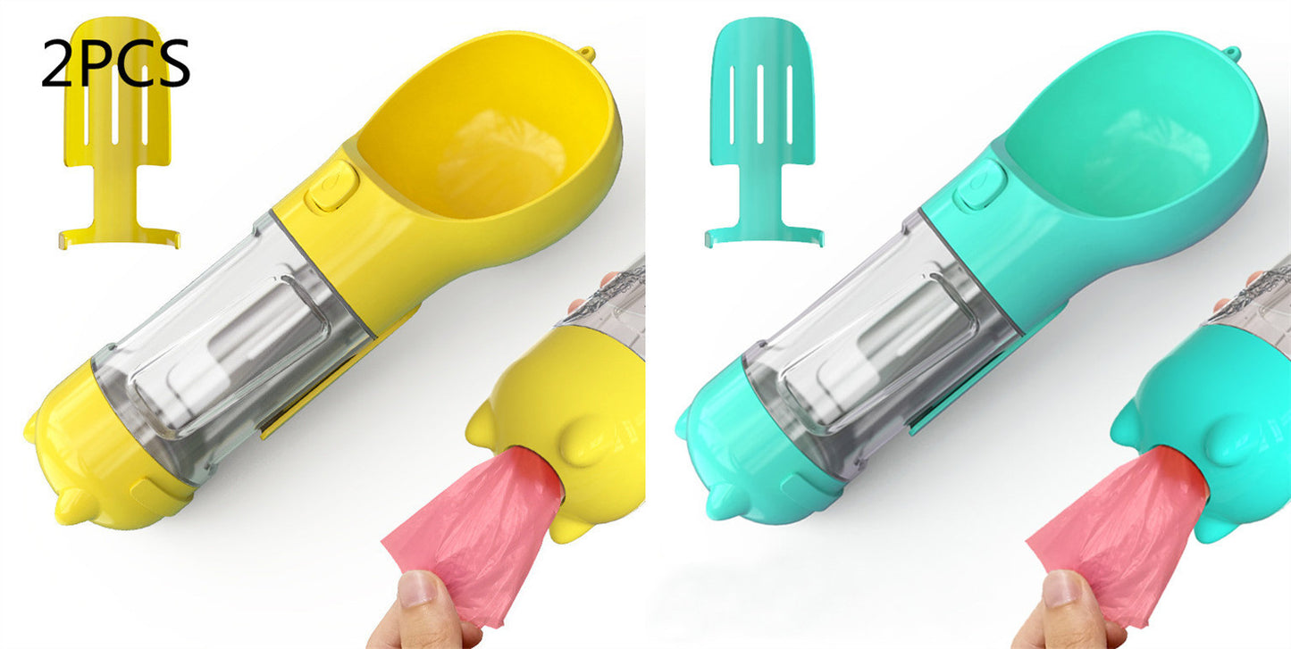 Pet Water Bottle, Feeder Bowl, Garbage Bag Storage, Portable Pet Outdoor Travel 3 In 1 Dog Water Bottle