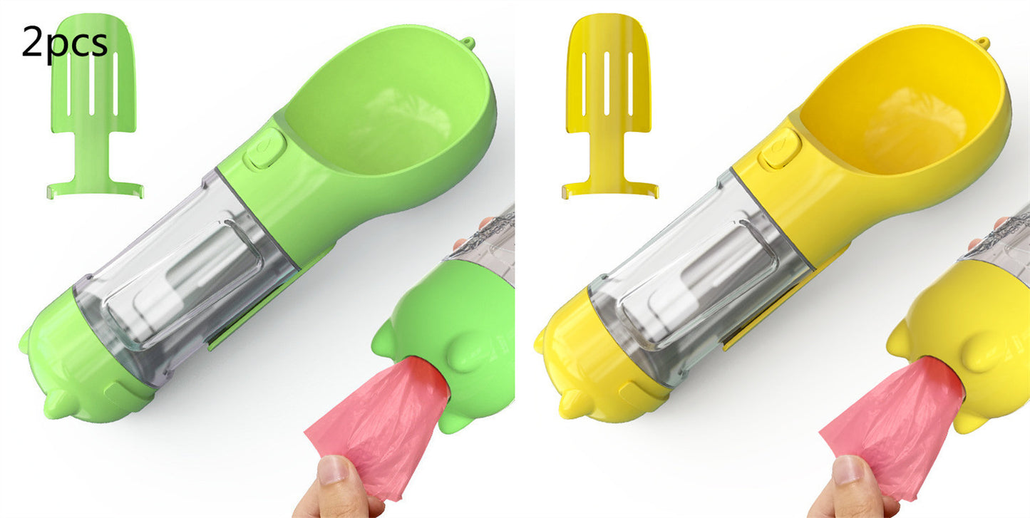 Pet Water Bottle, Feeder Bowl, Garbage Bag Storage, Portable Pet Outdoor Travel 3 In 1 Dog Water Bottle