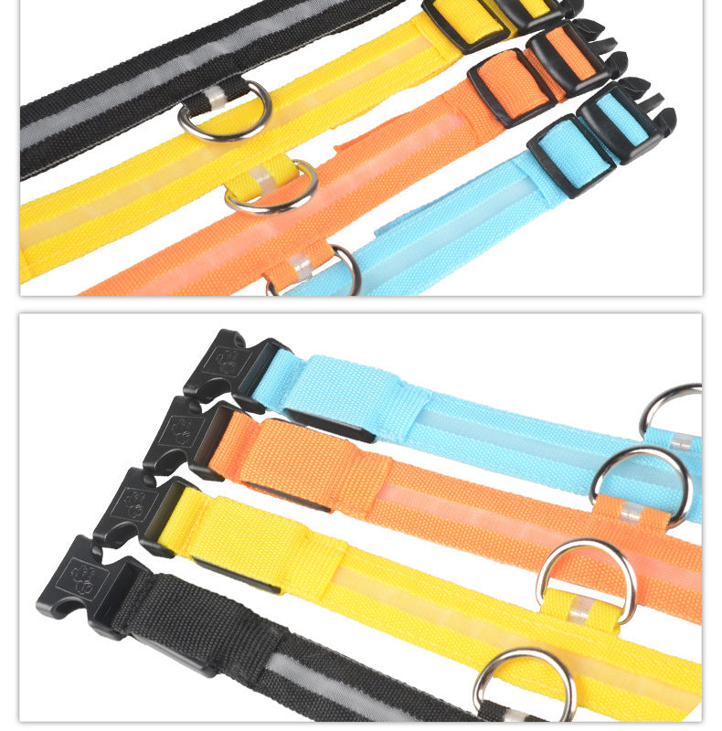Flashing Nylon LED Dog Collar for Night Safety