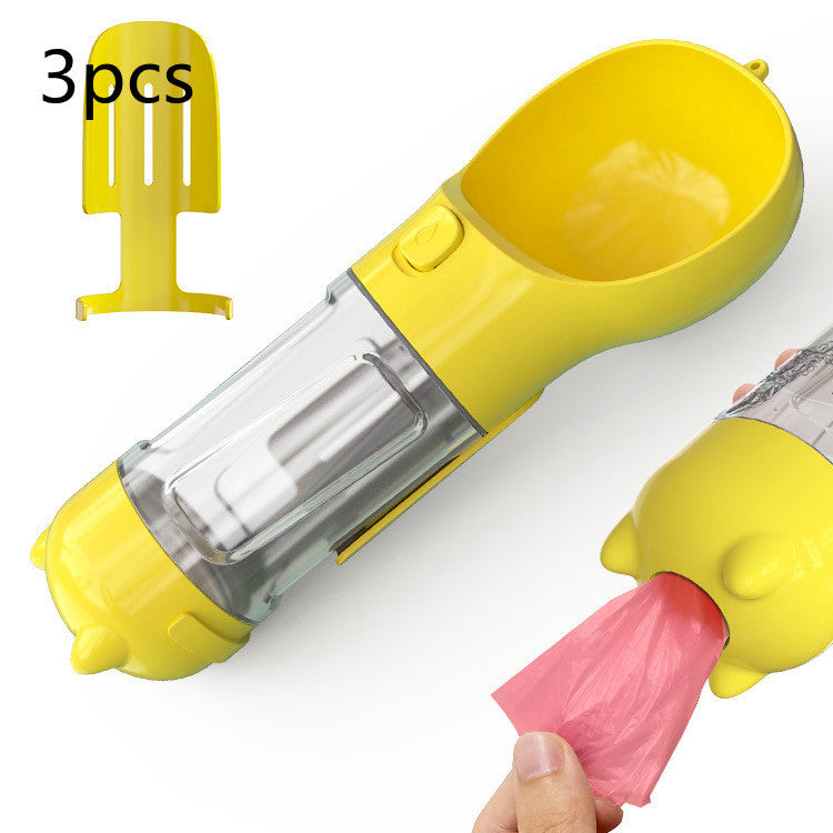 Pet Water Bottle, Feeder Bowl, Garbage Bag Storage, Portable Pet Outdoor Travel 3 In 1 Dog Water Bottle