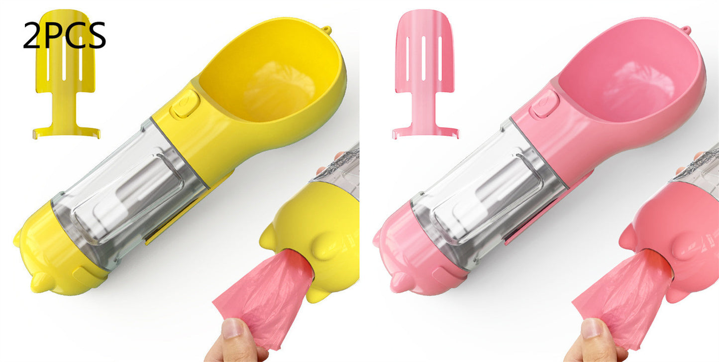 Pet Water Bottle, Feeder Bowl, Garbage Bag Storage, Portable Pet Outdoor Travel 3 In 1 Dog Water Bottle