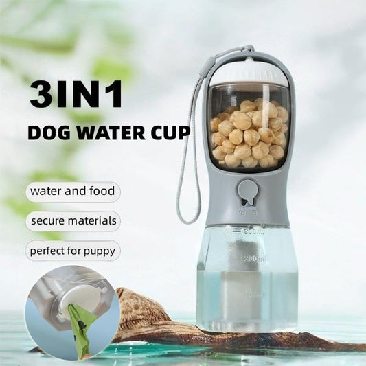 Dog Water Cup Drinking Food, Garbage Bag Three-in-one Portable Small Multi-functional Pet Cups