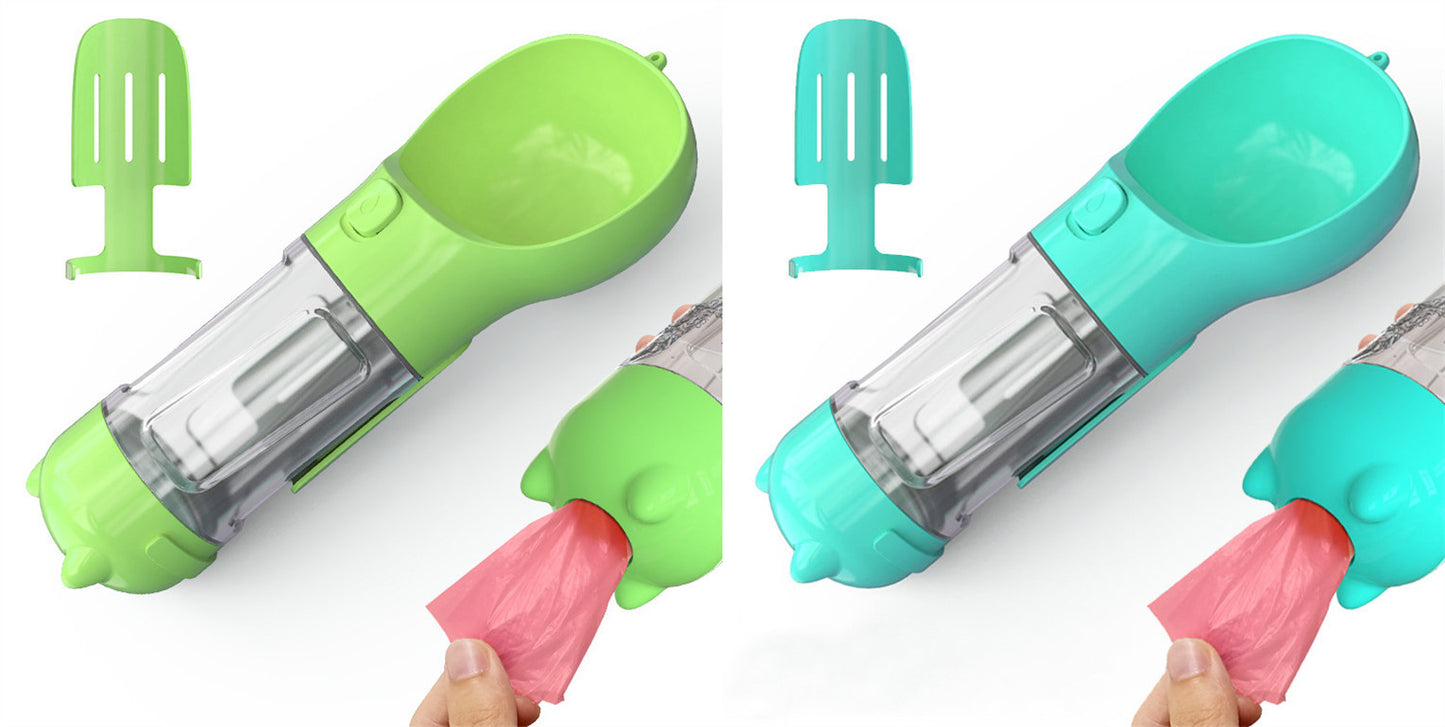 Pet Water Bottle, Feeder Bowl, Garbage Bag Storage, Portable Pet Outdoor Travel 3 In 1 Dog Water Bottle
