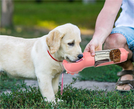 Pet Water Bottle, Feeder Bowl, Garbage Bag Storage, Portable Pet Outdoor Travel 3 In 1 Dog Water Bottle