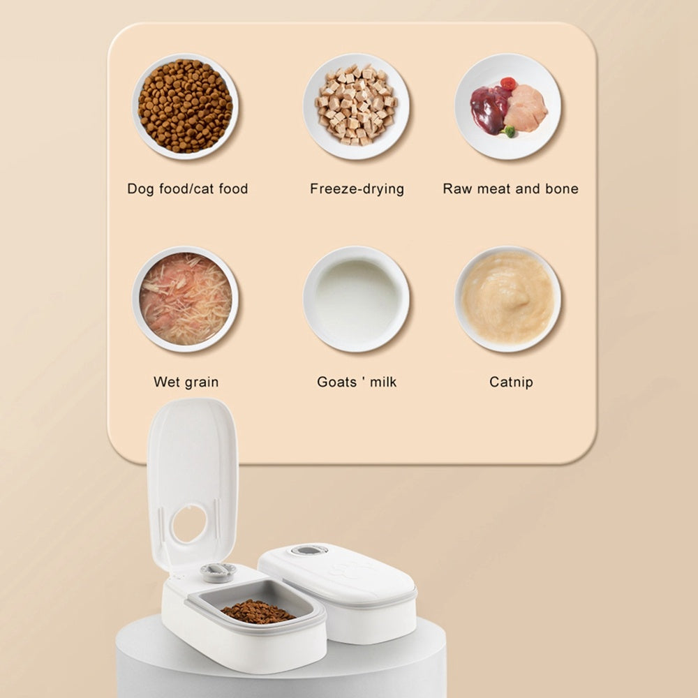 Smart Food Dispenser For Cats Dogs with a Stainless Steel Bowl
