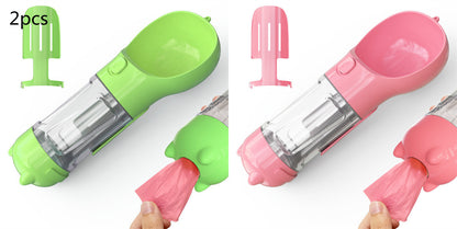 Pet Water Bottle, Feeder Bowl, Garbage Bag Storage, Portable Pet Outdoor Travel 3 In 1 Dog Water Bottle