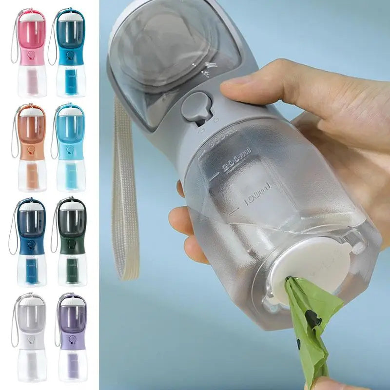 Dog Water Cup Drinking Food, Garbage Bag Three-in-one Portable Small Multi-functional Pet Cups