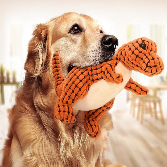 Dog and Cat Chewy Plush Toy - Dinosaur