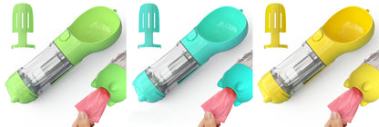 Pet Water Bottle, Feeder Bowl, Garbage Bag Storage, Portable Pet Outdoor Travel 3 In 1 Dog Water Bottle