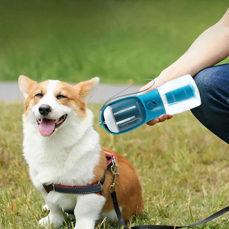 Dog Water Cup Drinking Food, Garbage Bag Three-in-one Portable Small Multi-functional Pet Cups