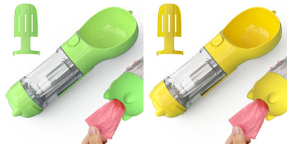 Pet Water Bottle, Feeder Bowl, Garbage Bag Storage, Portable Pet Outdoor Travel 3 In 1 Dog Water Bottle