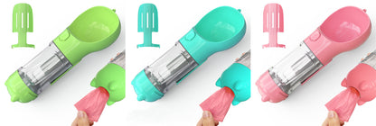 Pet Water Bottle, Feeder Bowl, Garbage Bag Storage, Portable Pet Outdoor Travel 3 In 1 Dog Water Bottle