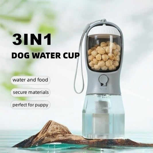 Dog Water Cup Drinking Food, Garbage Bag Three-in-one Portable Small Multi-functional Pet Cups